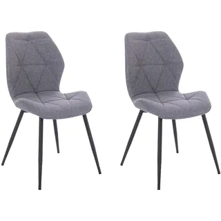 Svita Jamie 2er Set Esszimmerstuhl Polsterstuhl ohne Armlehnen Stoff Hellgrau