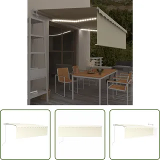 The Living Store Markise Automatisch mit Rollo LED Windsensor 5x3 m Creme - Creme