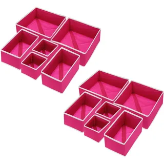 QUARKZMAN Klappbarer Stoff Aufbewahrungsbox 12 Fächer Rosarot | 1 Satz, Socken Unterwäsche Schubladen Ordner Körbe Behälter, Für Kleidung Socken Schals Krawatten, Stoff