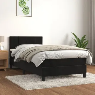 vidaXL Boxspringbett mit Matratze Schwarz 90x200 cm Samt - Schwarz
