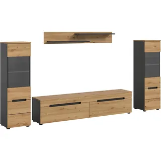 xonox.home Wohnwand Canu basaltgrau Nachbildung Artisan Oak Nachbildung B/H/T: ca. 272x141x33 cm - basaltgrau