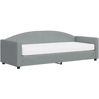 Tagesbett mit Matratze Hellgrau 80x200 cm Stoff - Grau, Hellgrau