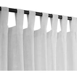 Weiße halbtransparente Vorhänge aus Leinen, mit Schlaufen, lichtfilternd, Elegante Vorhänge und Vorhänge für Wohnzimmer, 132 x 213 cm Länge, Set mit 2 Paneelen