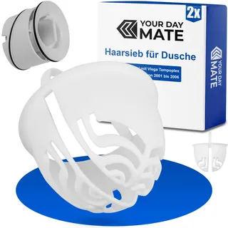 Haarsieb für Dusche, 2 Stück, Weiß, kompatibel mit Viega Tempoplex für Baureihe ab 2001-2006, Ersatz Tauchrohr Haarfang Dusche für Modell 6958.96, 625 221, Haarfilter Siebeinsatz Duschablauf Siphon
