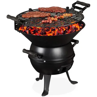 Relaxdays Grillfass schwarz