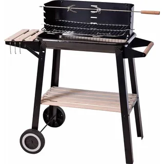 Holzkohlegrill mit Wagen – 54x34x65 cm – Garten-Grill auf Rädern für Terrasse & Balkon - Schwarz