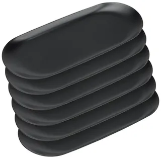 KEILEOHO 6 Stück Deko Tablett Oval Schwarz, Edelstahl Schwarzes Ovale Dekotablett Serviertablett Dekoschale Ablageschale metall Untersetzer für Badezimmer, Wohnzimmer, Schlafzimmer, 23 x 9,5 x 0,5 cm