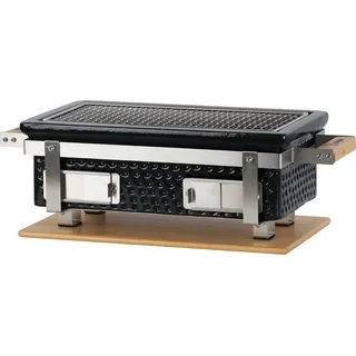 BBQ-Toro Keramik Holzkohletischgrill mit Holzunterlage | Schwarz | Outdoor Hibachi Grill für Camping - Schwarz
