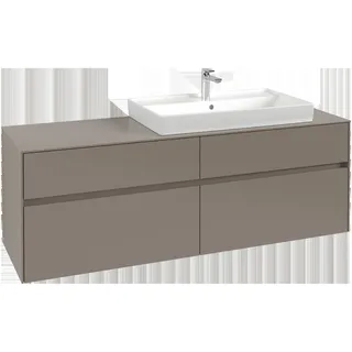 Villeroy & Boch Collaro Waschbeckenunterschrank, 4 Auszüge, Waschbecken rechts, mit integrierter Beleuchtung, 1600x548x500mm, C027B0VL, Farbe: Front/Korpus: Volcano Black, Griff: Volcano Black