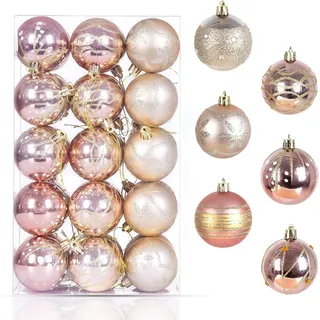 Uten 30 Stück Weihnachtskugeln Christmas Ball DIY Verzierung als Saisonal Deko Hochzeitsdeko hängender Kugel (6CM)