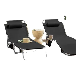 Sonnenliege, Ergonomisches Design, Tragbar und Langlebig, schwarz - Schwarz