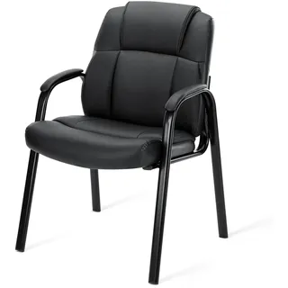 DUMOS Wartezimmer-Gästestühle mit gepolsterten Armlehnen, Schreibtischstuhl aus PU-Leder, ohne Rollen, mit Lendenwirbelstütze und Metallrahmen, für Büro, Konferenzlobby