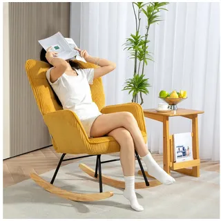 Homcom Schaukelstuhl, Schaukelsessel mit Kordoptik, Armlehne, für Wohnzimmer,