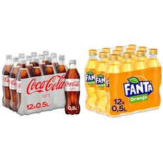 Coca-Cola Light - prickelndes Erfrischungsgetränk mit originalem Coke-Geschmack (12 x 500 ml) & Fanta Orange - fruchtig-spritzige Limonade mit klassischem Orangen-Geschmack (12 x 500 ml)