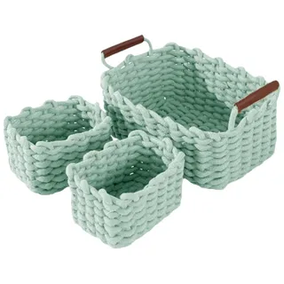 Icegrey Aufbewahrungskorb Baumwolle Strickkorb Dekorative NatüRliche Rechteck Wasserdichter Aufbewahrungsboxen Organisatoren für Babyzimmer, Schlafzimmer, Wohnzimmer, Grün, 3er Pack