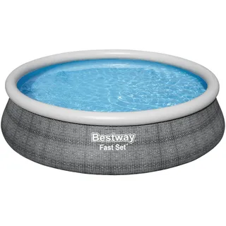 BESTWAY Fast Set Pool Set 457 x 107 cm inkl. Filterpumpe graue Rattanoptik 57372