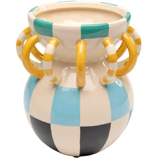 Kare Design Deko Vase Harlequin Handle, Mehrfarbig, 24 cm, Handgearbeitet, Blumenvase, Tischvase, Porzellan, Bunt, Wohnzimmer
