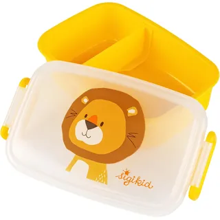 Sigikid 25364 Brotzeitbox Löwe mit Trennwand, BPA-frei, sicher, leicht, empfohlen für Kinder ab 1 Jahr