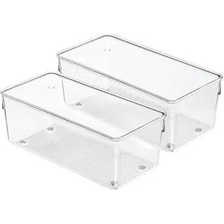 iDesign 52830M2EU Linus Besteckkasten Schubladeneinsatz für Besteck, Pfannenwender, Kleinkram - 2 Stück, 10,16 x 20,32 x 7,62 cm, Durchsichtig, Plastik, Clear