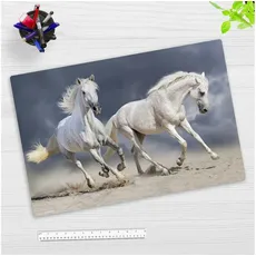 Bild Cover-your-desk Schreibtischunterlage für Kinder und Erwachsene Galoppierende Pferde - weiße Schimmel, aus hochwertigem Vinyl , 60 x 40 cm