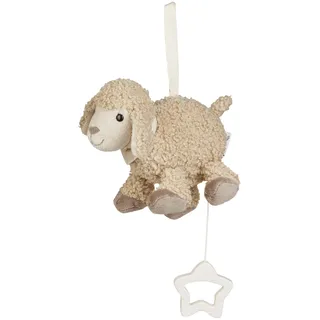 Sterntaler Spieluhr S Schaf Flocke - Baby Spieluhr aus weichem Stoff - Kuscheltier zum Anbinden Dank herausnehmbarer Spieluhr waschbar, Einschlafhilfe wirkt beruhigend zuhause & unterwegs, Sandfarben