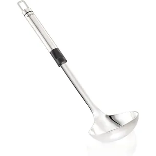 Leifheit Schöpflöffel 34 cm ProLine-Serie, Suppenkelle aus rostfreiem Edelstahl, hochwertiges Design, Schöpfkelle mit ovalem Griff und praktischer Aufhängeöse, Soßenlöffel, Kochlöffel, silber