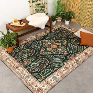Vintage Gartenteppich - Santo Flora Dunkelgrun - 80x150 cm - Balkon, Garten / Terrasse - FRAAI | Home & Living - Boho, Klassik, Orientalisch - Grün