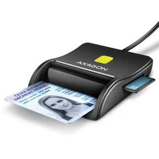 AXAGON CRE-SM3SD USB Smart card & SD/microSD/SIM Card Flatreader (USB 2.0), Schwarz