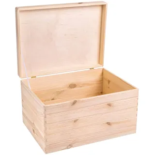 Creative Deco XXL Große Holzkiste mit Deckel | 40x30x24 cm Weihnachten | (+/-1cm) Holztruhe Erinnerungsbox Baby Holzbox mit Deckel Kasten Für Zeitschriften, Spielzeuge, Werkzeuge ROH & UNGESCHLIFFEN