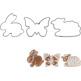 Stahl-Ausstechformen Hase Schmetterling Lamm 3 Stk.