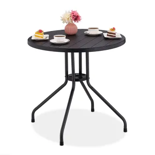 Relaxdays Gartentisch Ø 80 x 75 cm Schwarz