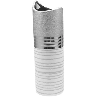 Gilde Halbmondvase Lavena Silber/weiß/hellgrau H: 44 cm B: 13 cm Tiefe: 13 cm 47220