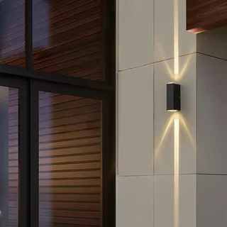 Aussenlampe Wand Led Aussenleuchte 20W, Wandleuchte aussen IP65 Wasserdicht Außenwandleuchten, Aluminium Außenbeleuchtung 3000K Up and Down Leuchten Aussen für Hauswand Flur Terrasse, Anthrazit (B)