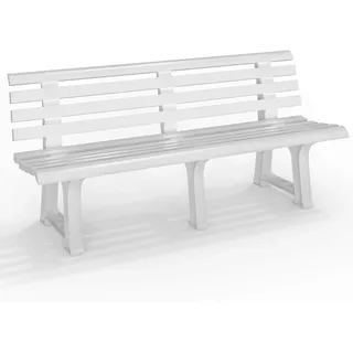 Bank 3 Sitzer aus Kunststoff, weiß, 148 cm breit, stabile Gartenbank, Parkbank - Weiß