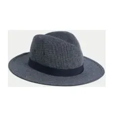 Mens M&S Collection Hut mit breiter Krempe aus Leinen und Baumwolle - Dark Navy, Dark Navy, S-M