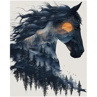 Pferd Malen Nach Zahlen Erwachsene, Pferd Malen Nach Zahlen - 40×50 CM, Paint by Numbers für Geschenk und Wanddekoration