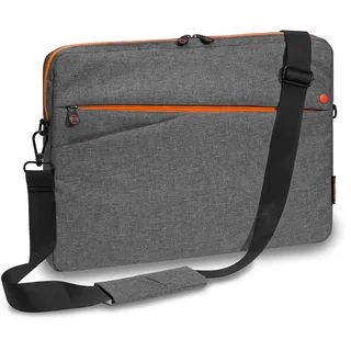 PEDEA *Fashion* Notebook-Tasche bis 13,3 Zoll - Laptop Umhängetasche mit Schultergurt - Laptophülle grau/orange - Notebooktasche für Damen & Herren