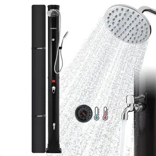 AREBOS Solardusche 40L mit Thermometer Handbrause & Fußdusche Gartenschlauch - Schwarz