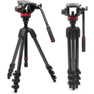 Manfrotto 502 Fluid Videokopf m. 055 Video Carbonfaser-Stativ