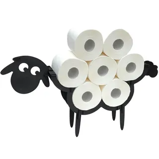 DanDiBo Toilettenpapierhalter Schaf Stehend Schwarz Holz , 65x34x10.5 cm , Badezimmer, WC Ausstattung, Toilettenpapierhalter