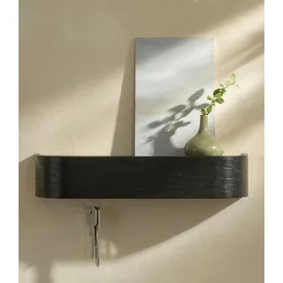 Kazai. Schlüsselbrett 'Toke' | Minimalistisches Schlüsselhaken-Design aus Berlin | Moderner Schlüsselhalter mit Ablage aus Holz | Schlüsselregal als Flur Möbel für die Wand | Eiche, schwarz