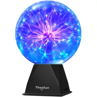 Theefun 20cm Magische Plasmakugel, Leucht Ball Elektrostatische Kugel Berührungsempfindliche Blitzkugel, Blinkende Pädagogisches Spielzeug Plasmalampe SphäreLichteffekte, Blau