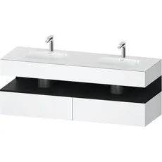 Duravit Qatego Einbauwaschtisch mit Konsolenwaschtischunterbau, 1600x550x600mm, Nische Eiche Schwarz, Doppelwaschtisch, QA4797016, Farbe: Weiß Matt