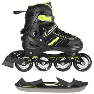 fit4form 2in1 Inlineskates/Schlittschuhe Nils Extreme Spirit Schwarz/Lime ABEC7 Gr. 39-43 verstellbar