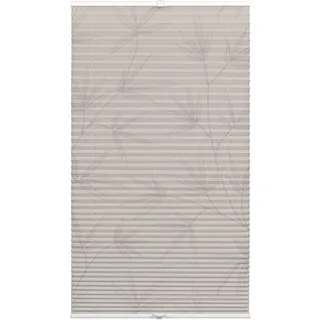 Deco Company Plissee zum Klemmen, Blickdichtes Faltrollo, Alle Montage-Teile inklusive, Plissee verspannt mit Zwei Bedienschienen, Japandi Bamboo, Grau, 100 x 130 cm