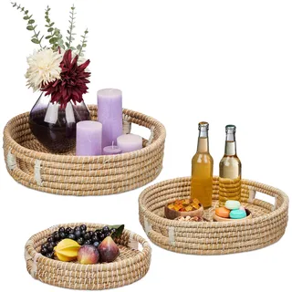 Relaxdays Relaxdays, Tablett, 3x Serviertablett