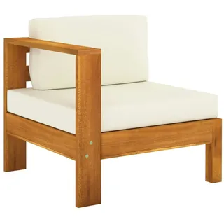 vidaXL Mittelsofa mit 1 Armlehne Cremeweiß Massivholz Akazie