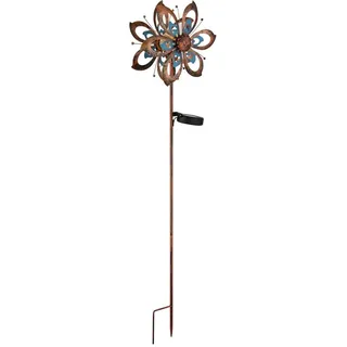 Globo Solarleuchte , Blau, Goldfarben , Metall, Glas , rund , 12x92x22.5 cm , Ce , mit Schalter , Lampen & Leuchten, Außenbeleuchtung, Solarleuchten