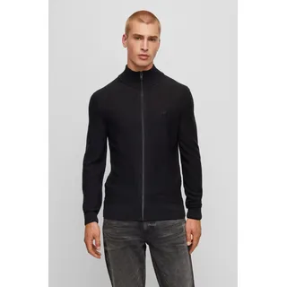 Strickjacke BOSS ORANGE "Avac", Herren, Gr. 3XL, schwarz, Strick, Obermaterial: 60% Schurwolle, 40% Polyacryl, bestickt, unifarben, regular fit hüftlang, Bündchen, Strickjacken Strickjacke, mit Logostickerei auf der Brust, mit Schurwolle
