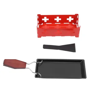 Tragbares Antihaft-Käse-Raclette-Rotor-Backblech-Set für Herd und Küche - Rot